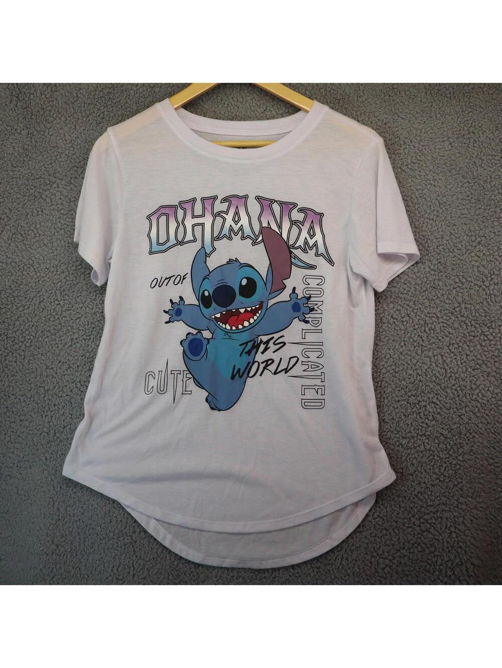 Lilo & Stitch Shirt Youth Large 11-13 Ohana Disney Curve hem